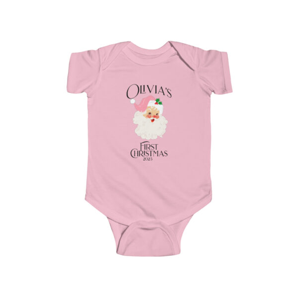 My First Christmas Custom bodysuit  Retro Pink Santa - Image 2