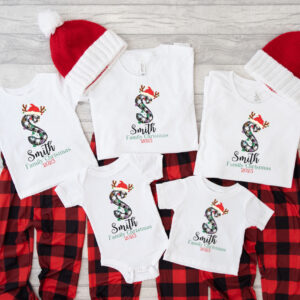 Buffalo Plaid Last Name Christmas Matching shirt
