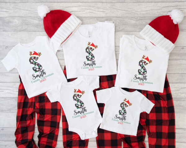 Buffalo Plaid Last Name Christmas Matching shirt