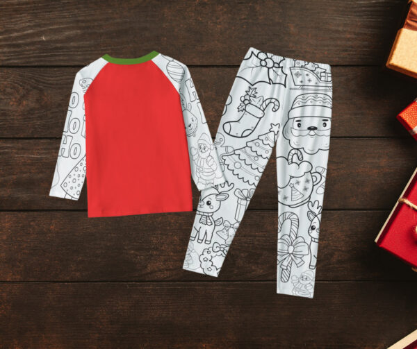 Kids Christmas Coloring sleepwear set with fabric markers included. - Image 3