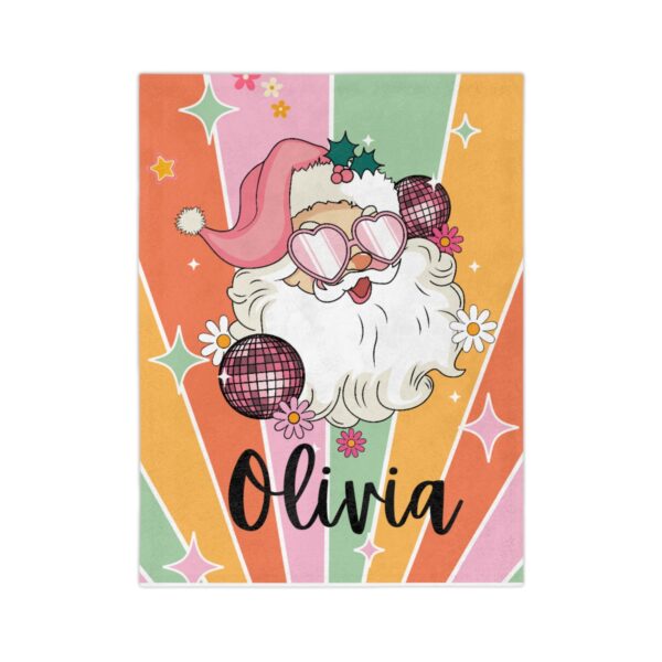 Disco Santa Personalized Velveteen Minky Blanket - Image 2