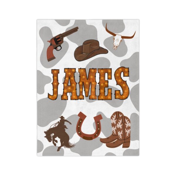 Western Cowboy Personalized Velveteen Minky Blanket - Image 4