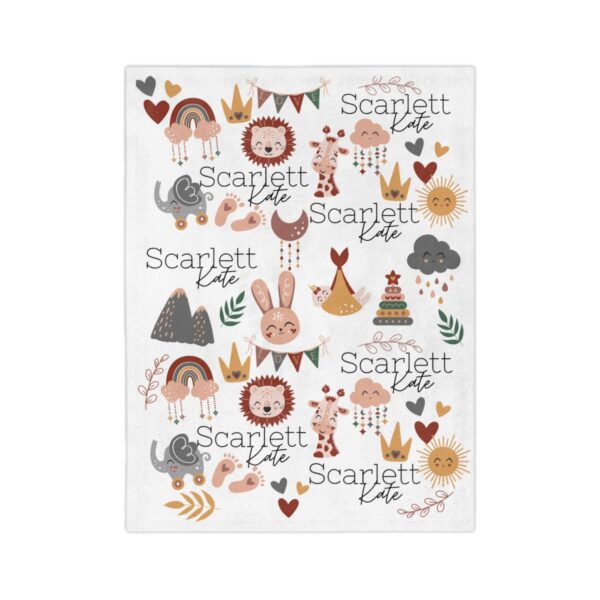 Boho Baby Animal Personalized Velveteen Minky Blanket - Image 2