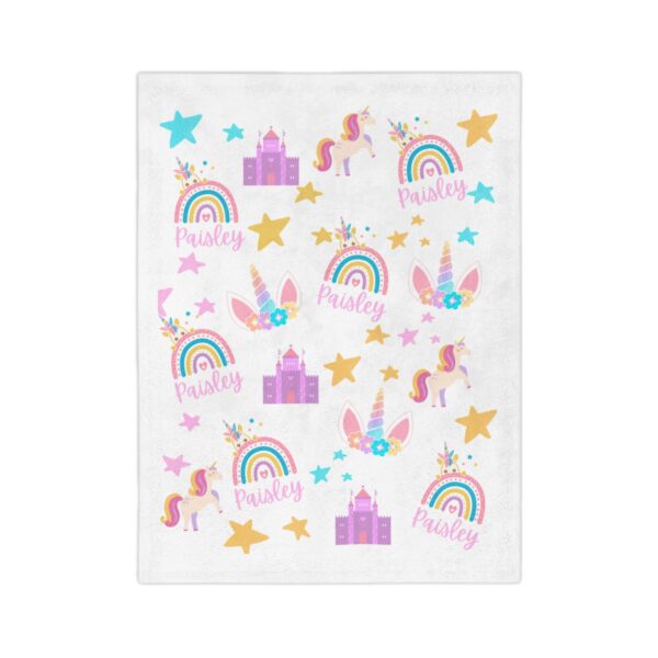 Princess Unicorn Personalized Velveteen Minky Blanket - Image 5