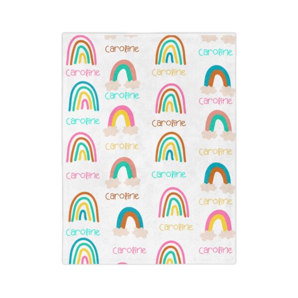 Bright Boho Rainbow Personalized Velveteen Minky Blanket - Image 5