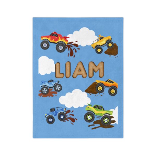 Monster Truck Personalized Velveteen Minky Blanket - Image 5