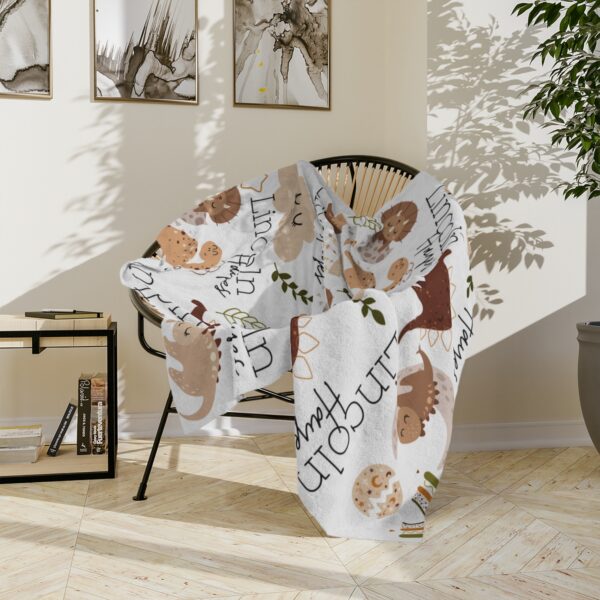 Baby Dinosaurs Personalized Velveteen Minky Blanket - Image 4