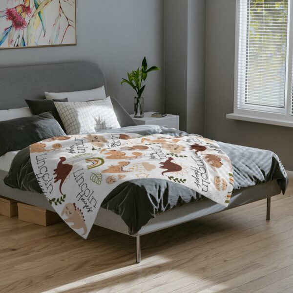 Baby Dinosaurs Personalized Velveteen Minky Blanket - Image 5