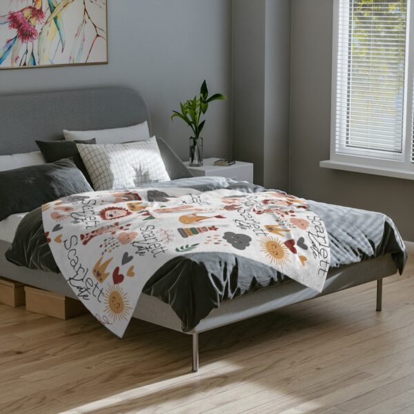 Boho Baby Animal Personalized Velveteen Minky Blanket - Image 6