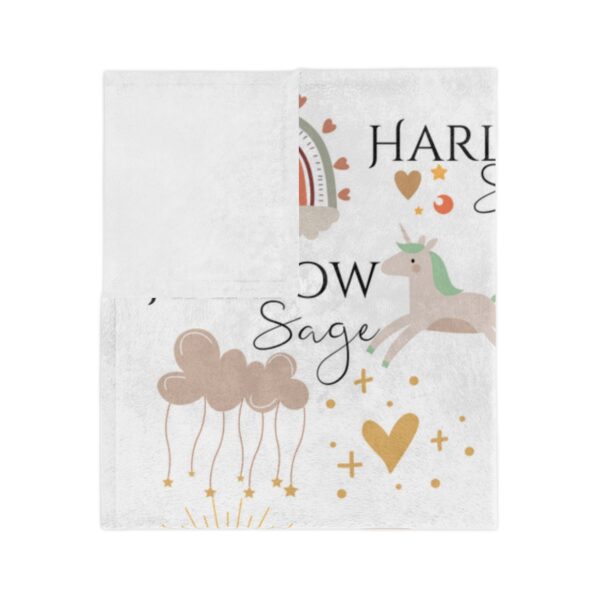 Boho Unicorn Personalized Velveteen Minky Blanket - Image 4
