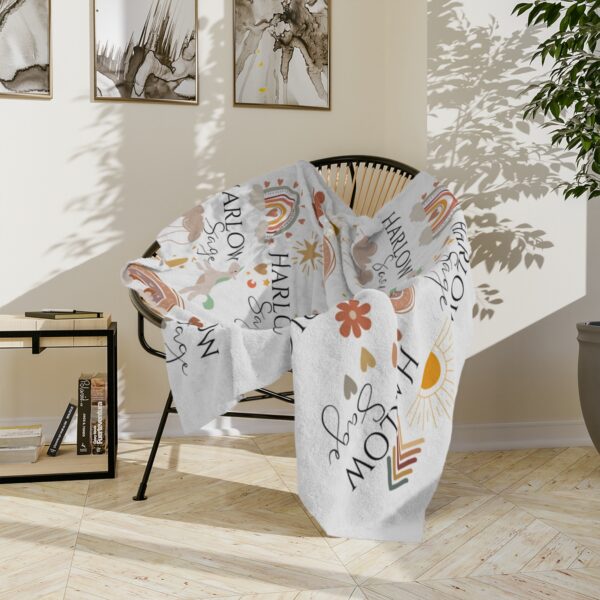 Boho Unicorn Personalized Velveteen Minky Blanket - Image 5