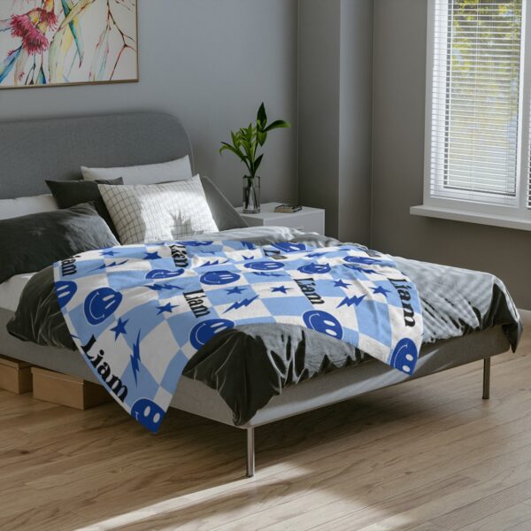 Retro Boy Velveteen Minky Blanket - Image 5