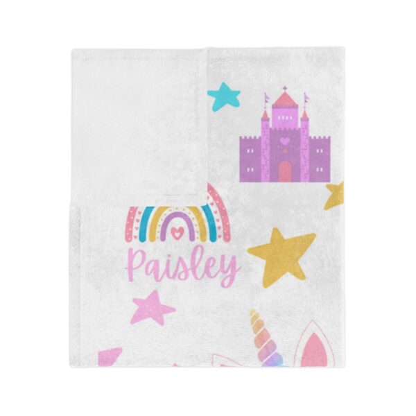 Princess Unicorn Personalized Velveteen Minky Blanket - Image 2