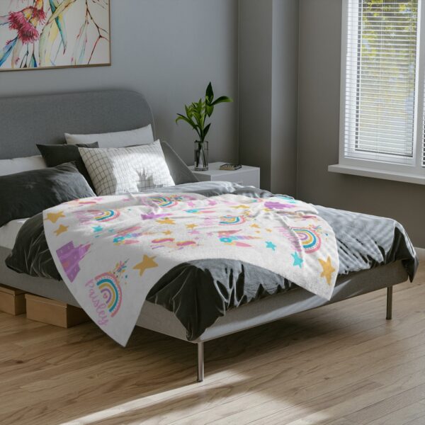 Princess Unicorn Personalized Velveteen Minky Blanket - Image 4