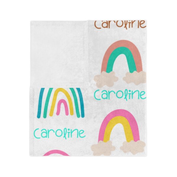 Bright Boho Rainbow Personalized Velveteen Minky Blanket - Image 2