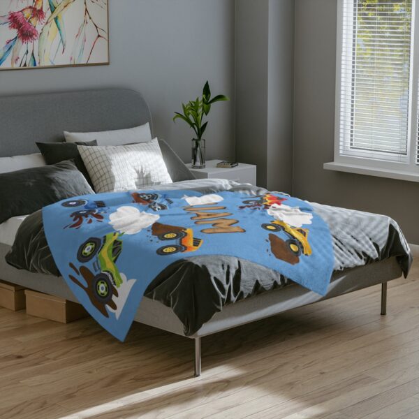 Monster Truck Personalized Velveteen Minky Blanket - Image 4