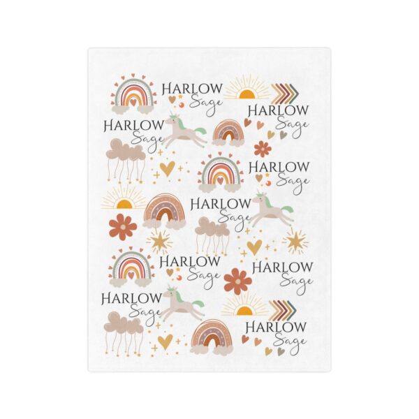 Boho Unicorn Personalized Velveteen Minky Blanket - Image 2