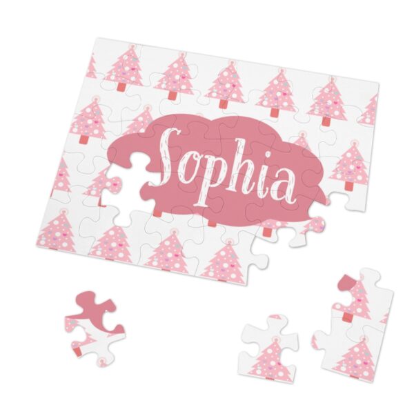 Pink Christmas Tree Personalized Name Puzzle - Image 3