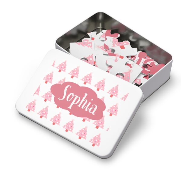 Pink Christmas Tree Personalized Name Puzzle - Image 4