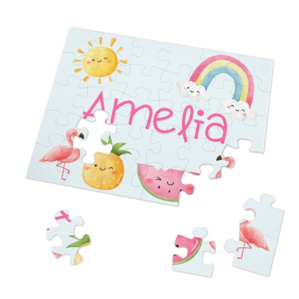 Personalized Name Puzzle- Happy Watercolor- Rainbow Flamingo - Image 2