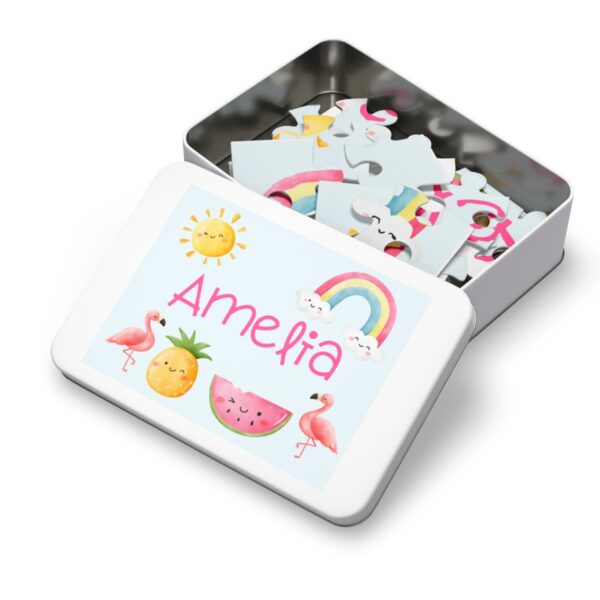Personalized Name Puzzle- Happy Watercolor- Rainbow Flamingo - Image 3