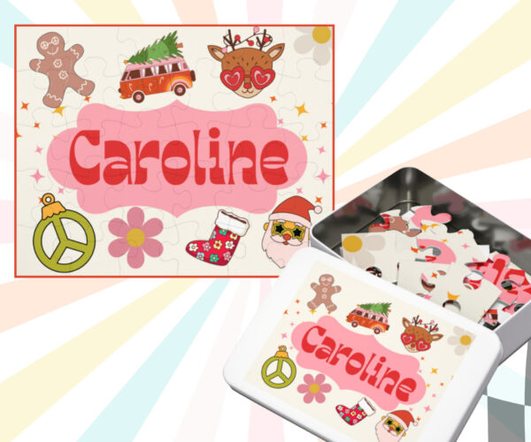 Groovy Christmas Personalized Name Puzzle