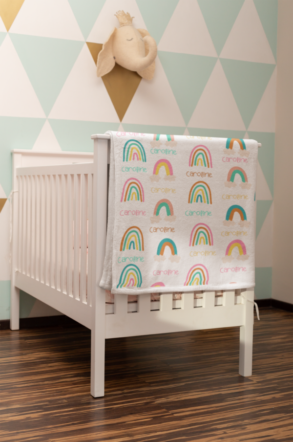 Bright Boho Rainbow Personalized Velveteen Minky Blanket