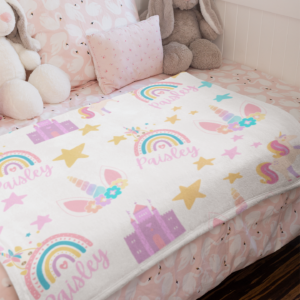 Princess Unicorn Personalized Velveteen Minky Blanket