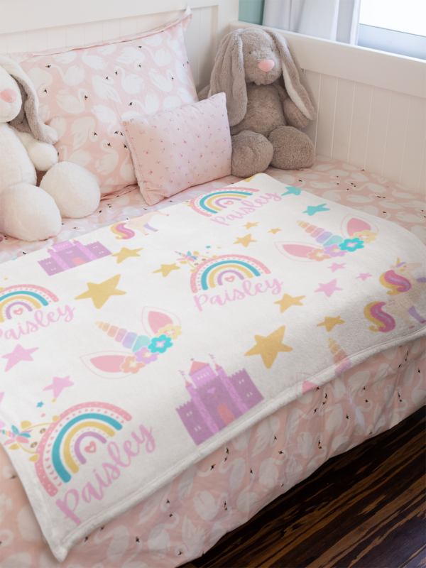 Princess Unicorn Personalized Velveteen Minky Blanket