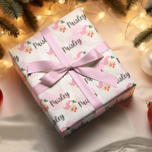 Personalized Vintage Pink Santa Wrapping Paper