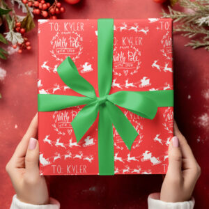 North pole wrapping paper personalized name gift wrap from santa