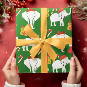 Festive White Elephants Christmas Wrapping paper