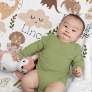 Baby Dinosaurs Personalized Velveteen Minky Blanket
