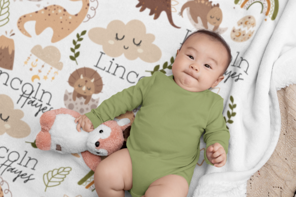 Baby Dinosaurs Personalized Velveteen Minky Blanket