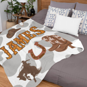 Western Cowboy Personalized Velveteen Minky Blanket