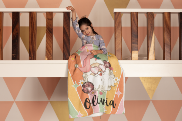 Disco Santa Personalized Velveteen Minky Blanket - Image 6
