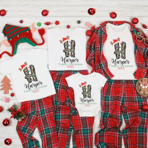 Leopard Reindeer Last Name Christmas Matching shirt