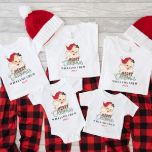 Vintage Santa Last Name Christmas Matching shirt