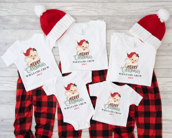 Vintage Santa Last Name Christmas Matching shirt