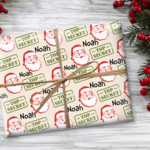 Personalized Secret Santa wrapping paper |Gift Wrap, Birthday, Holiday, Christmas | | Custom christmas | Custom Gift Wrap | Vintage Santa