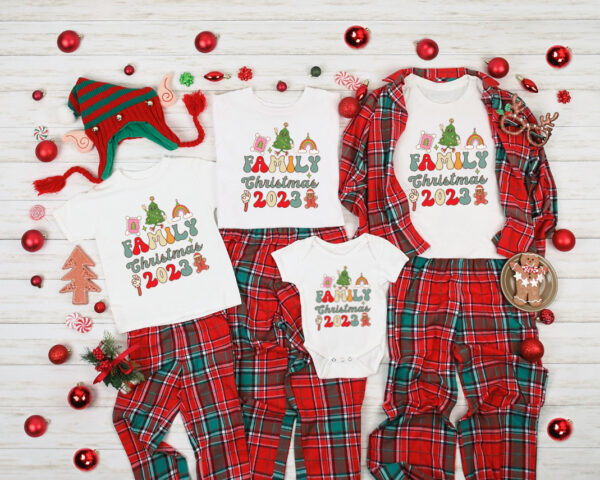 Groovy Retro Family Christmas 2023 Matching Christmas Tees