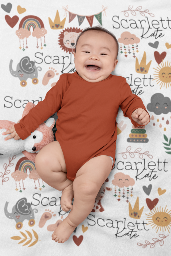 Boho Baby Animal Personalized Velveteen Minky Blanket