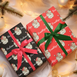 Black Santa Personalized Christmas Wrapping Paper