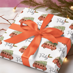 Personalized Groovy Christmas VW bus wrapping paper