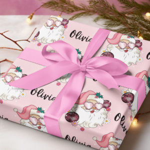 Disco Santa Personalized Christmas Wrapping Paper